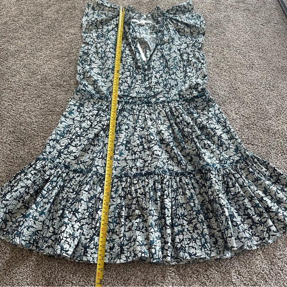 VERONICA BEARD TIERED RUFFLE COTTON ZEE DRESS - OFF WHITE/NAVY- SIZE 0 - Picture 12 of 12